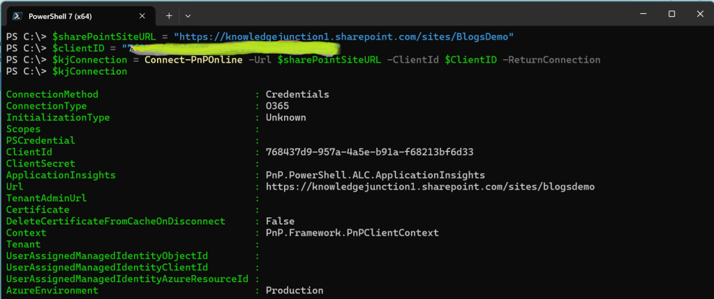 Executing PnP PowerShell CMDLET - Connect-PnPOnline