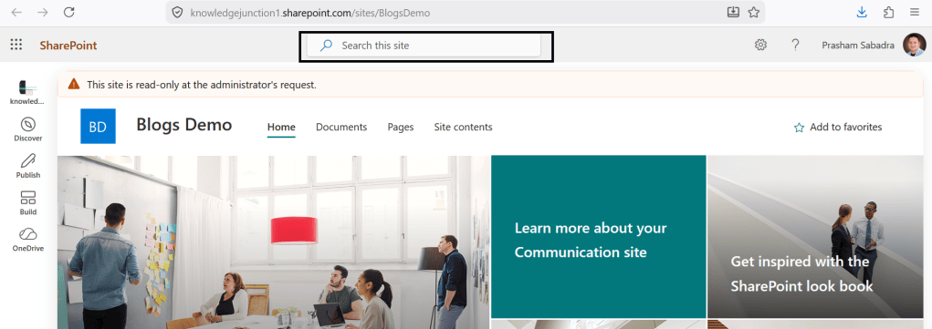 Search Box in SharePoint site navigation bar