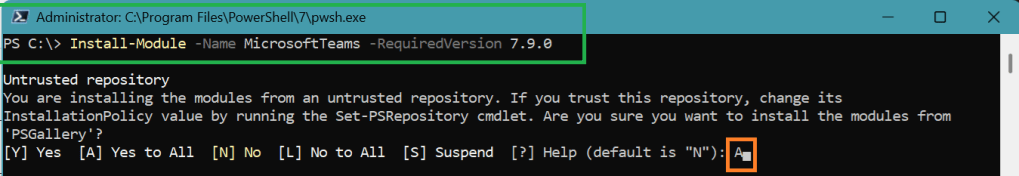 Installing MicrosoftTeams module