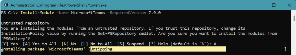 Installing MicrosoftTeams PowerShell module