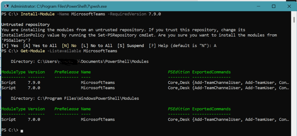 Microsoft Teams PowerShell module